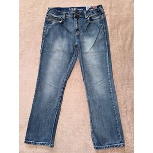 B. Tuff Western Jeans Men's Med Wash Torque Grunge Distressed Work Wear Size‎ 35